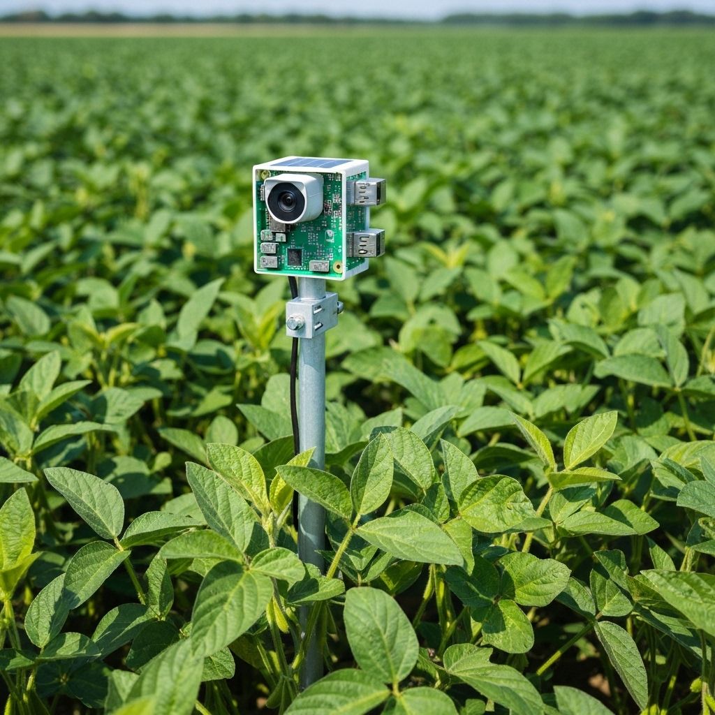 AIoT device monitoring crops in field
